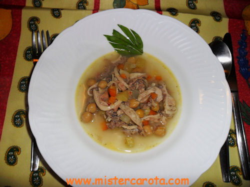 Minestra di lampredotto con ceci patate e carote