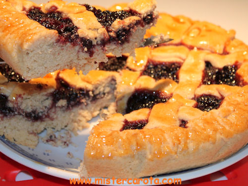 Crostata di frolla al farro con confettura di more